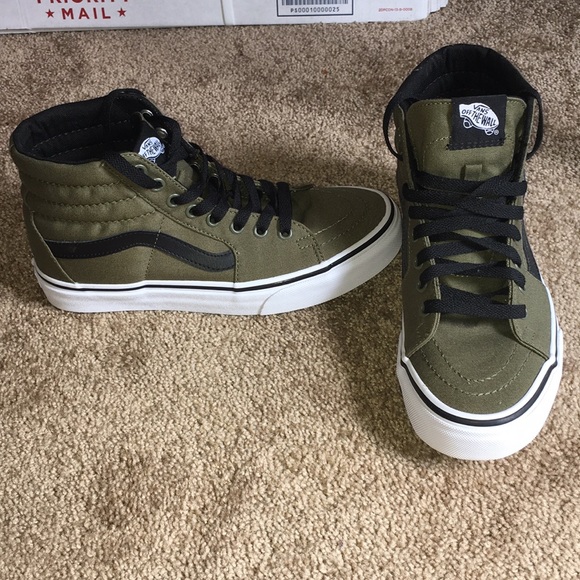 olive green high top sneakers